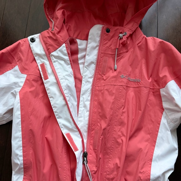 Columbia Jacket Women Size Small Pink Rain Coat Omni Tech Waterproof Hike Hood - Picture 6 of 13